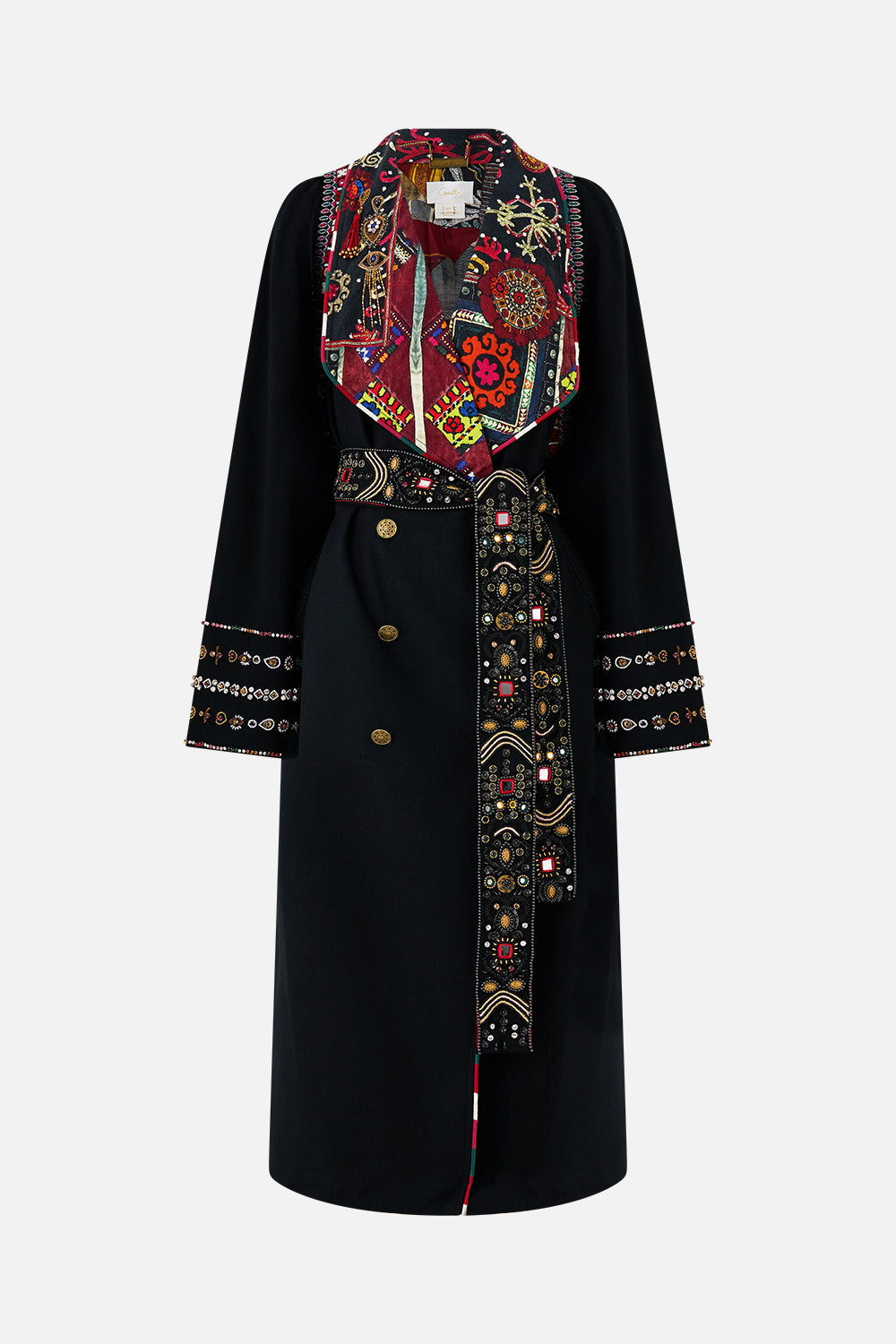 The CAMILLA COAT WITH VEST DETAIL PATCHWORK ALCHEMY in our  print.