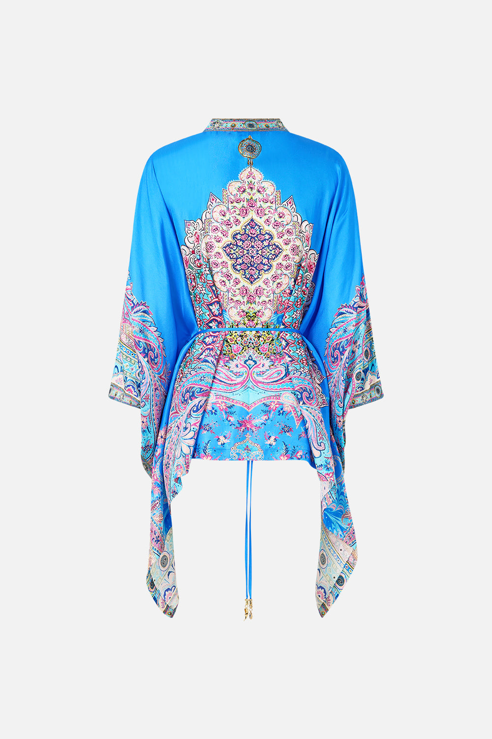 The CAMILLA button through scarf blouse from our print footsteps in folklore, back product view