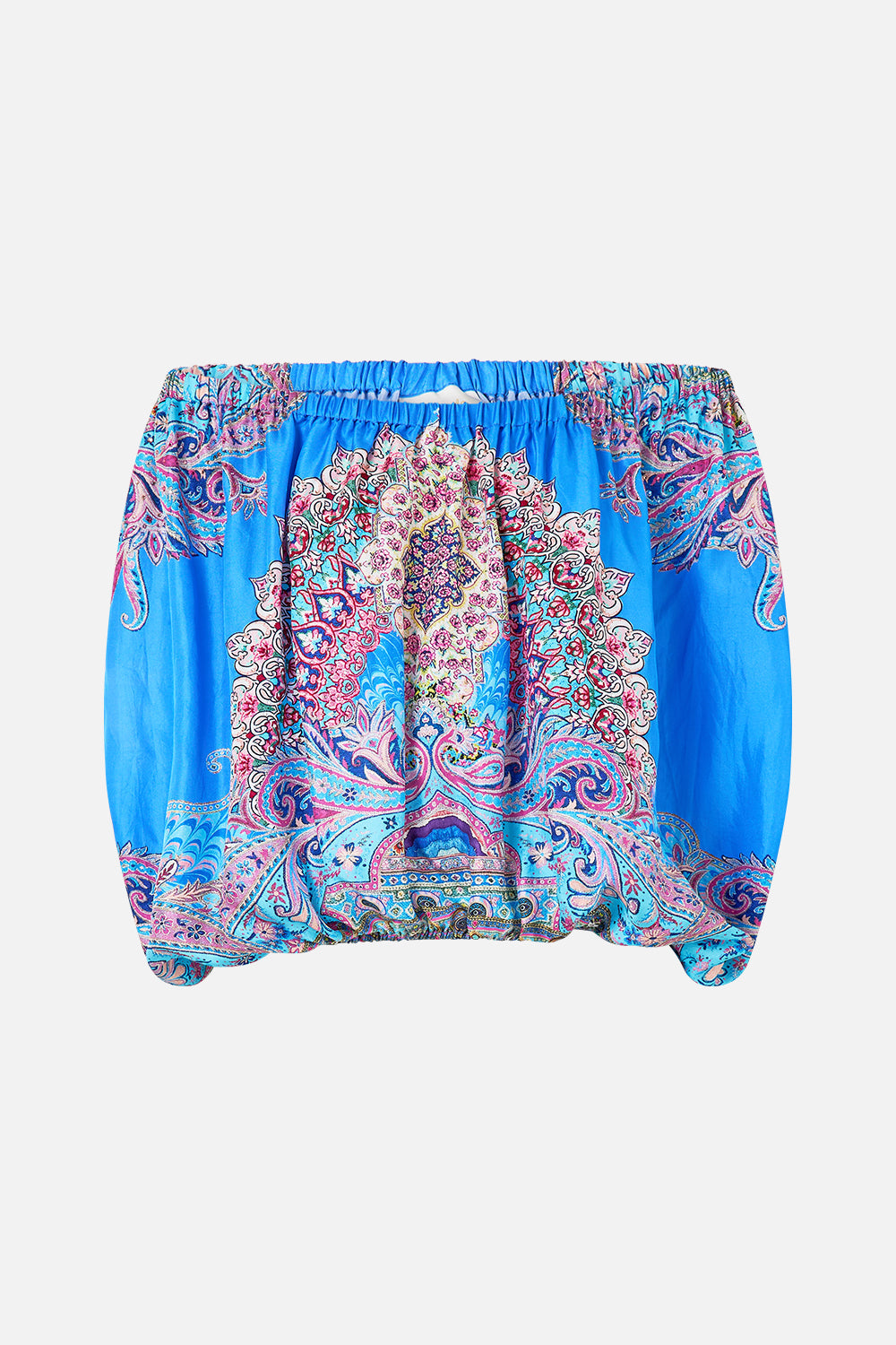 The CAMILLA OFF SHOULDER ELASTIC TOP FOOTSTEPS IN FOLKLORE in our  print.