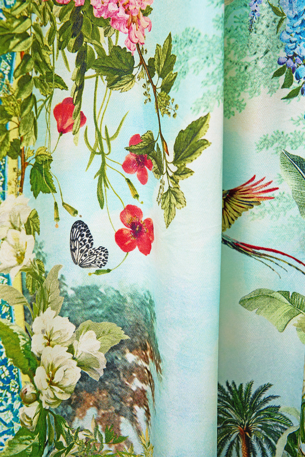 The CAMILLA long off shoulder frill dress with straps from our print tales of Topkapi palace
