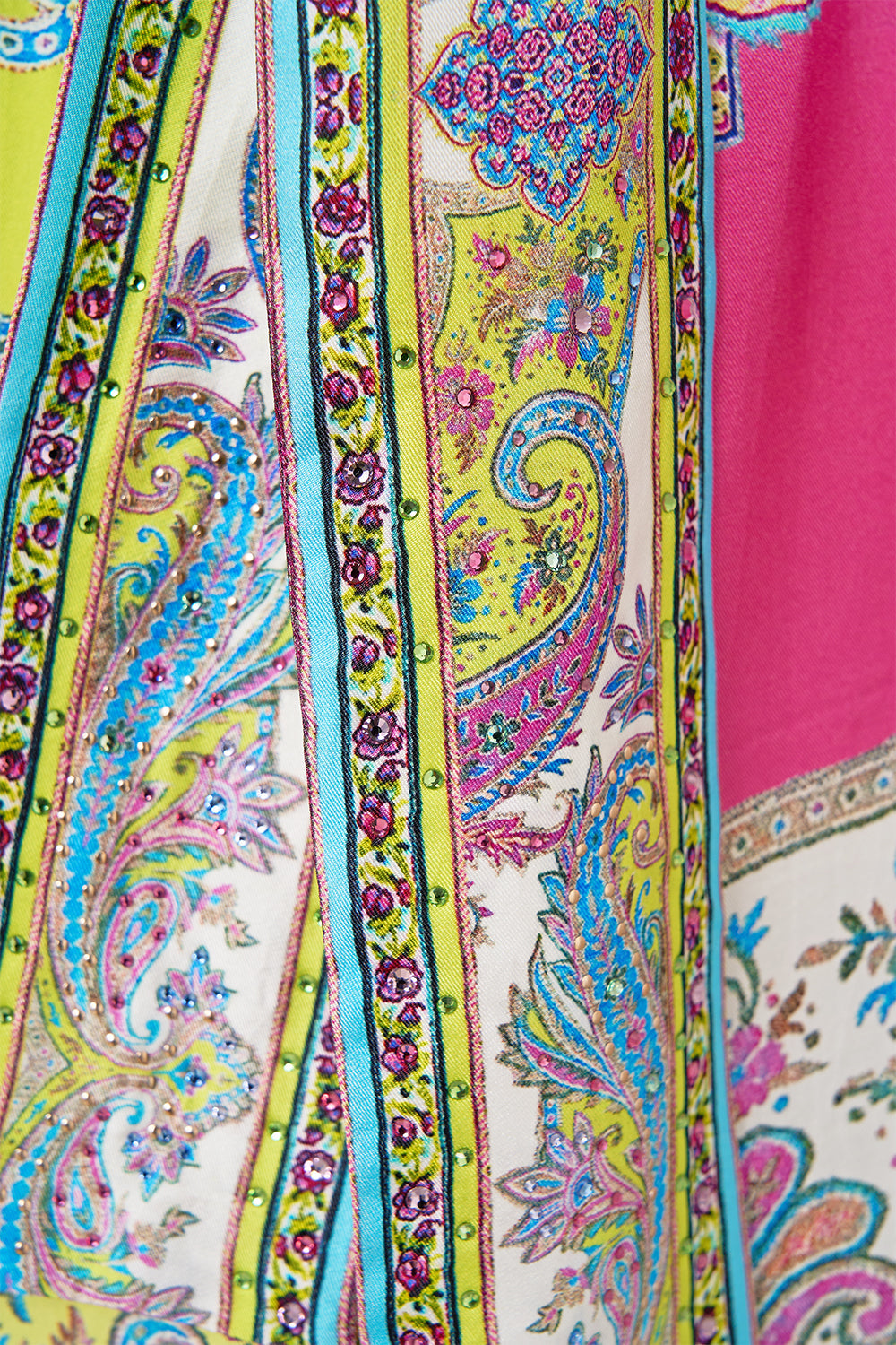 The CAMILLA TIE WAIST STRAPLESS JUMPSUIT MAGIC CARPET RIDE in our  print.