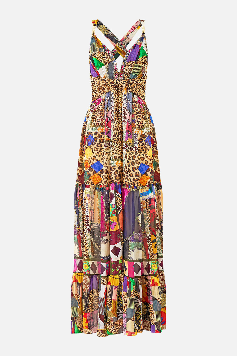 BEAD STRAP GATHERED PANEL DRESS EMBROIDERED EVER AFTER