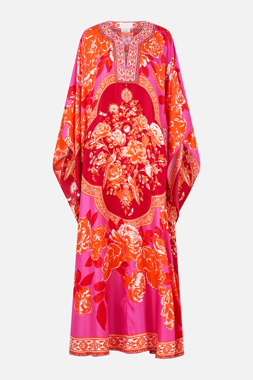 V NECK KAFTAN WITH FRONT WELT POCKETS TILES OF TÜRKIYE