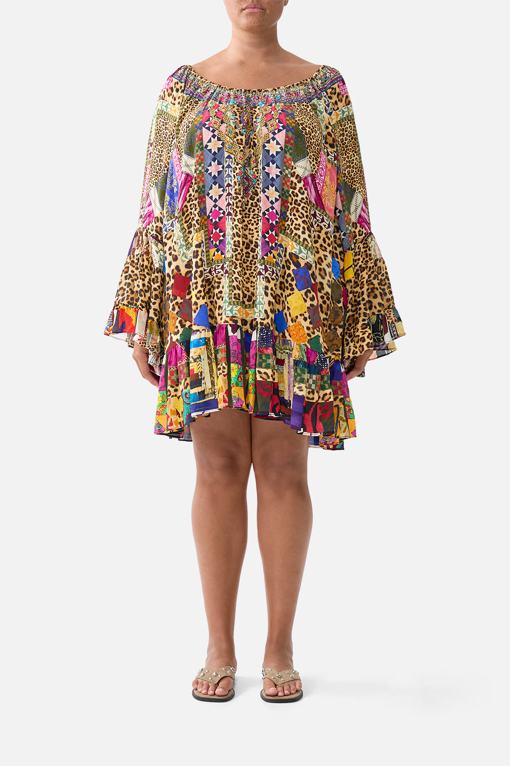 The CAMILLA A LINE FRILL DRESS EMBROIDERED EVER AFTER in our  print.