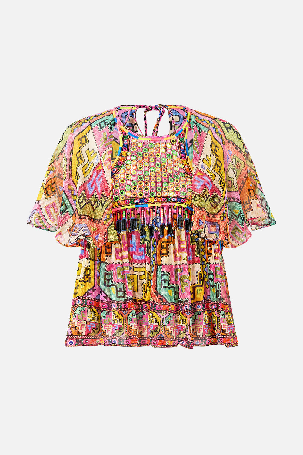 CUT-OUT HARNESS TOP PATCHWORK PANORAMA