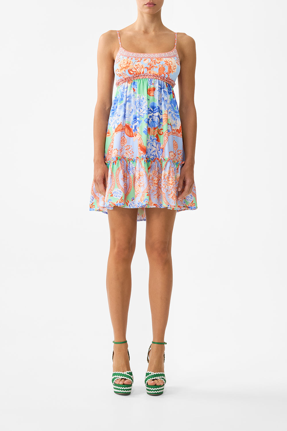 The CAMILLA SHORT DRESS WITH JERSEY BODICE TOPKAPI POP in our TOPKAPI POP print.