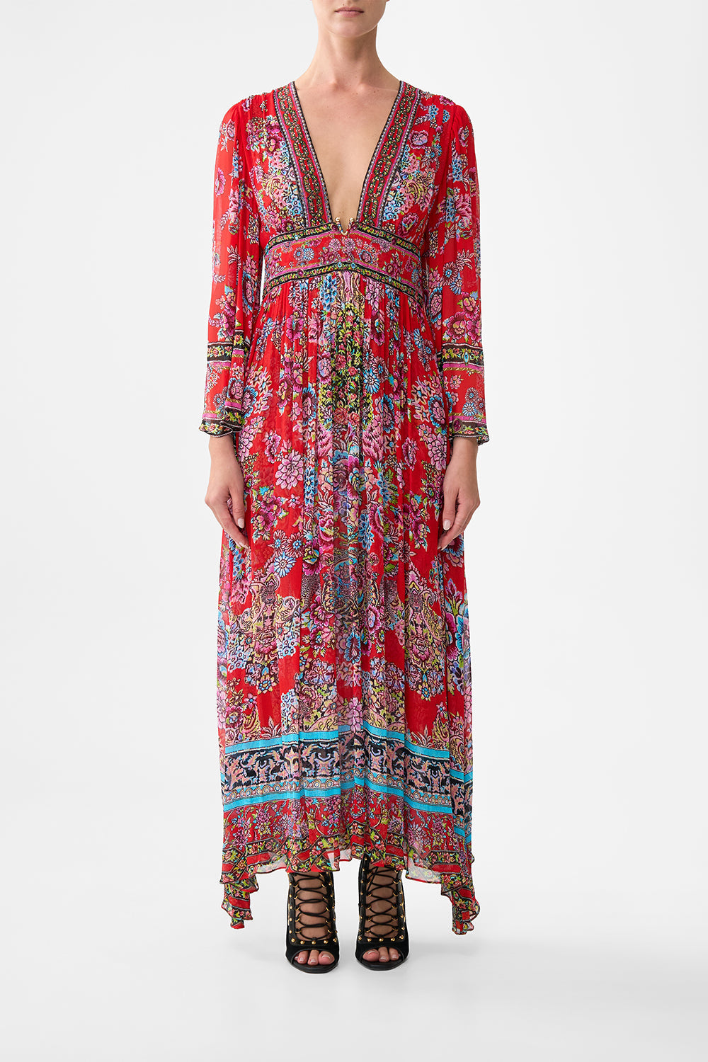 The CAMILLA HARDWARE DETAIL LONG SLEEVE DRESS ARTISANS OF ANATOLIA in our ARTISANS OF ANATOLIA print.