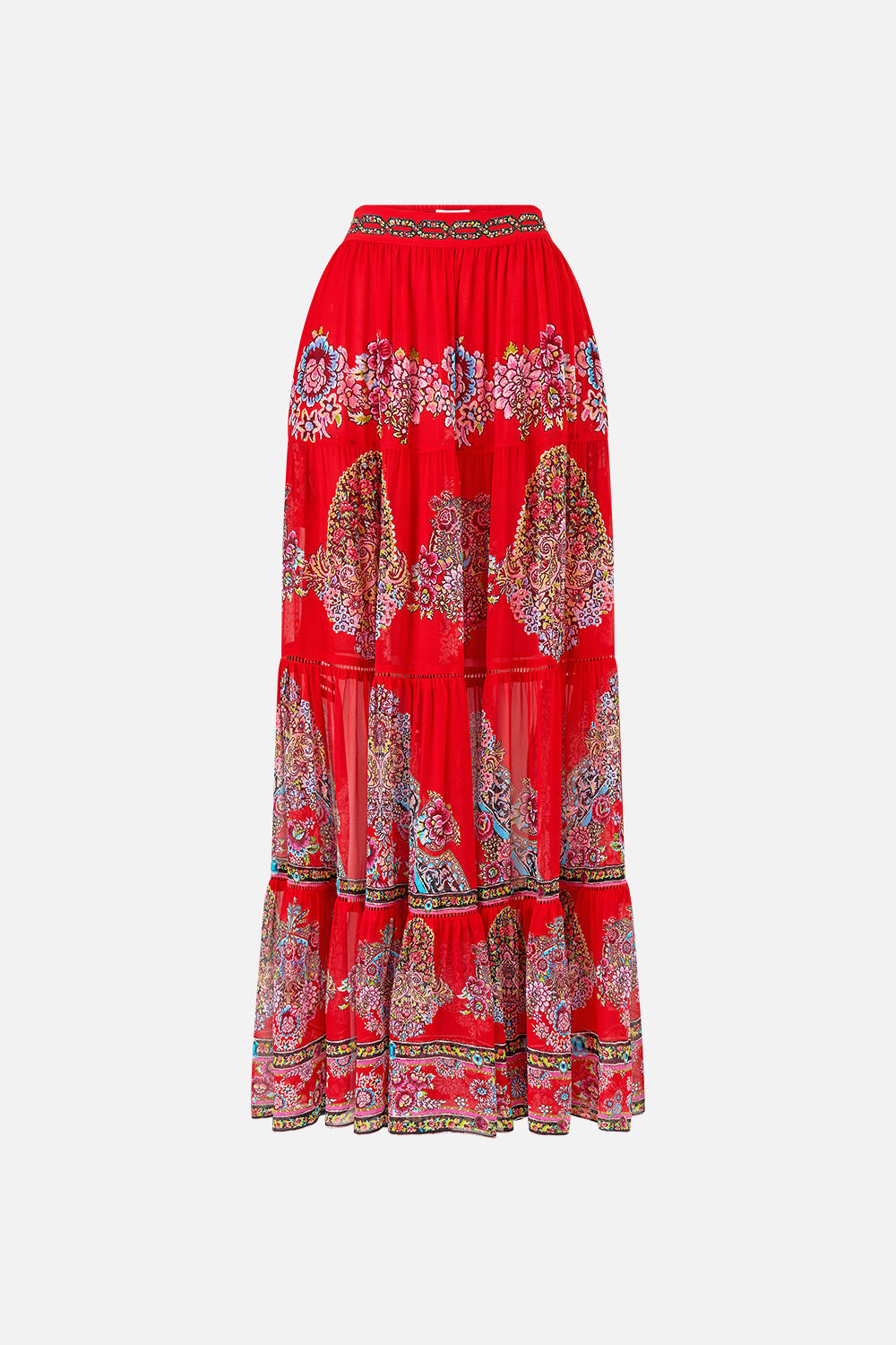 The CAMILLA TIERED MAXI SKIRT ARTISANS OF ANATOLIA in our  print.