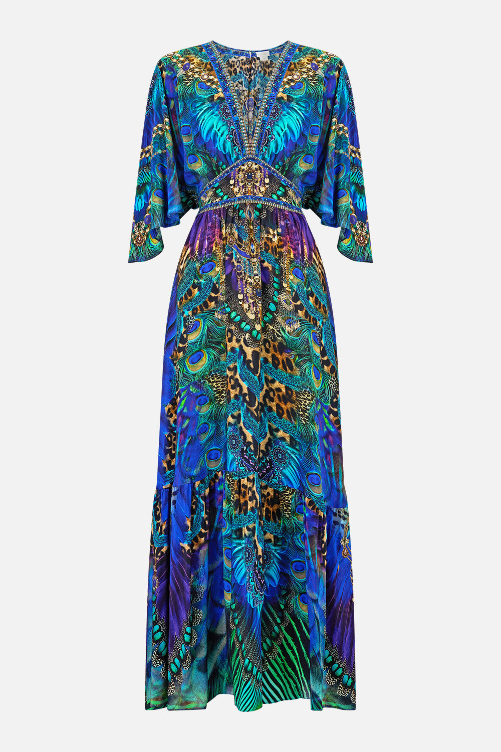 WAISTED DRESS WITH HEM RUFFLE COSMIC ZOOLOGY