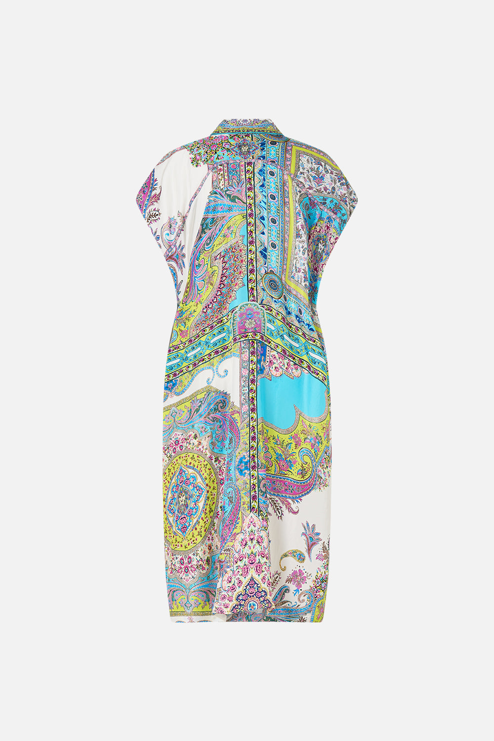 The CAMILLA SLEEVELESS SHIRTDRESS MAGIC CARPET RIDE in our  print.