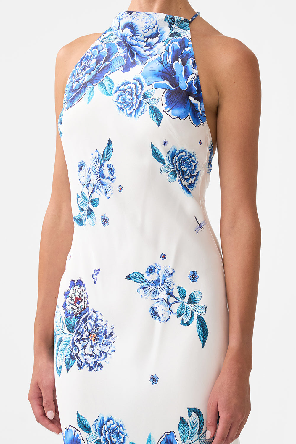 HALTER SLIP DRESS WITH LACE STRAP A CERAMIC GARDEN