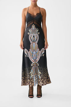 LACE SPLICE BIAS LONG DRESS ISTANBUL ANIMALIA