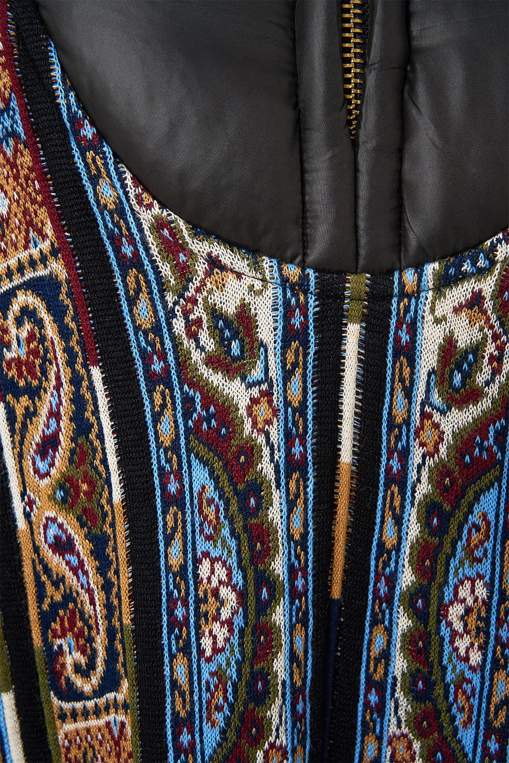 The CAMILLA QUILTED COLLAR KNIT PONCHO ISTANBUL ANIMALIA in our  print.