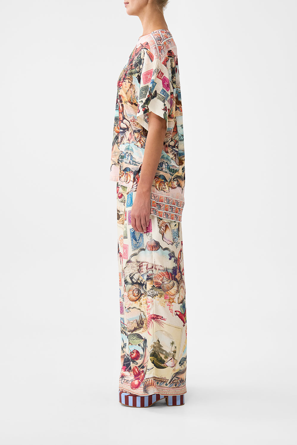 The CAMILLA panelled side split tee from our print notes from the road