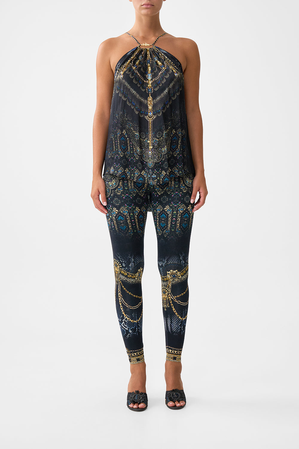 The CAMILLA GATHER NECK HARDWARE TOP SONG OF THE SOLSTICE in our SONG OF THE SOLSTICE print.