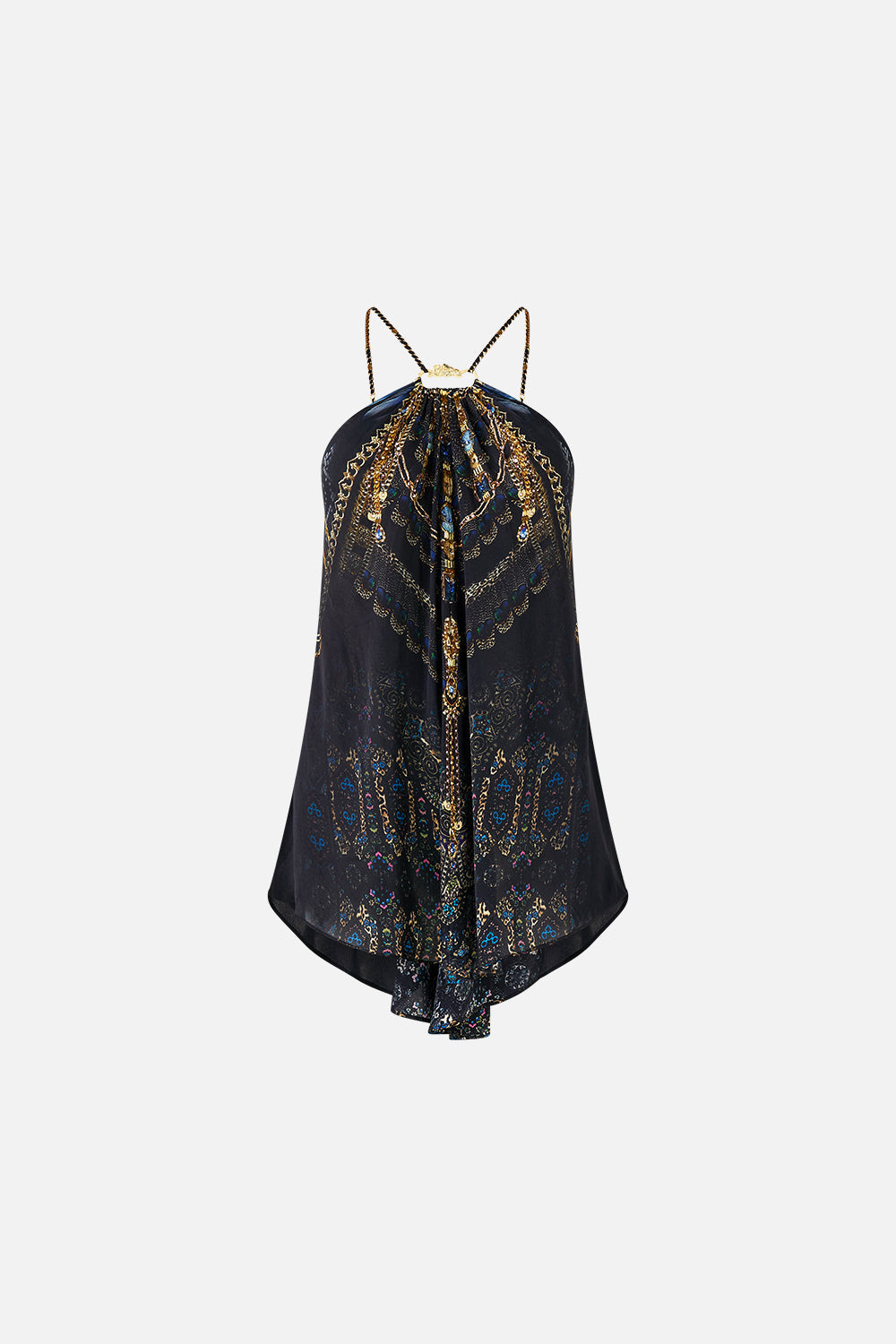 The CAMILLA GATHER NECK HARDWARE TOP SONG OF THE SOLSTICE in our  print.