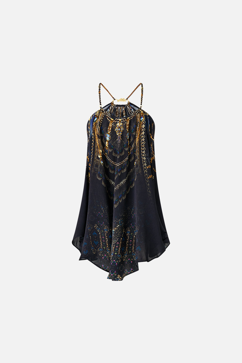 The CAMILLA GATHER NECK HARDWARE TOP SONG OF THE SOLSTICE in our  print.