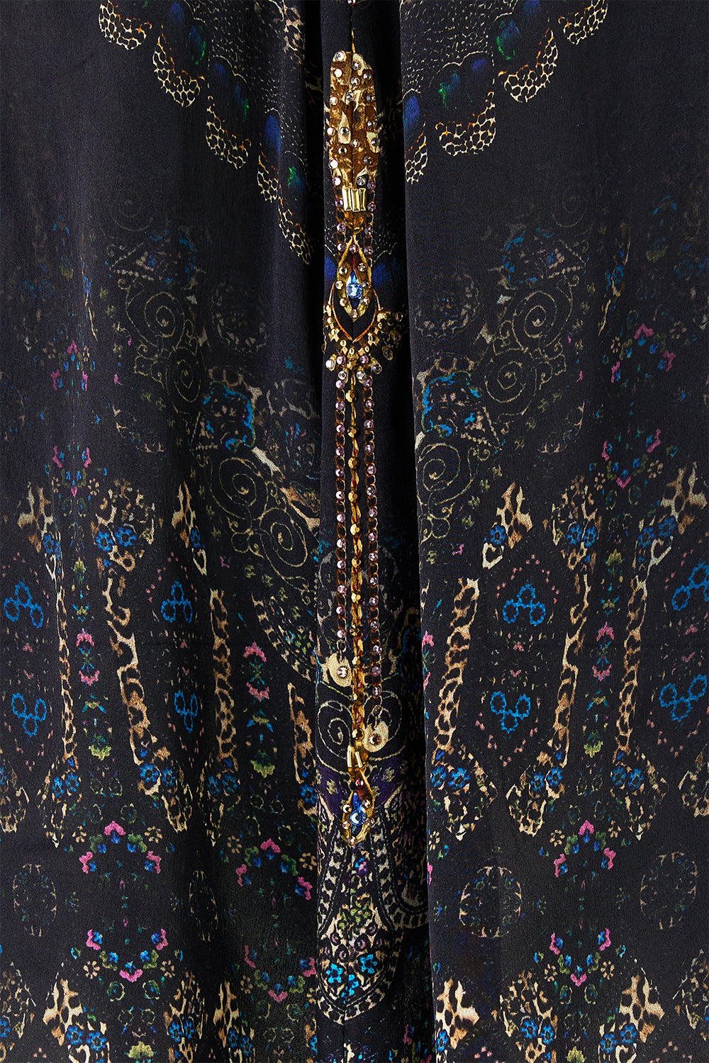 The CAMILLA GATHER NECK HARDWARE TOP SONG OF THE SOLSTICE in our  print.