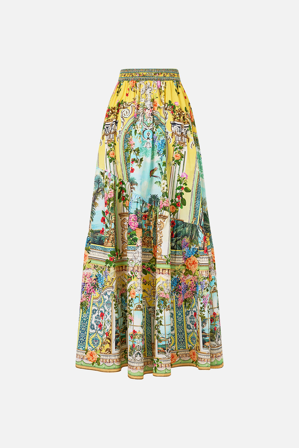 The CAMILLA skirt with shaped seam from our print tales of Topkapi palace, back product view