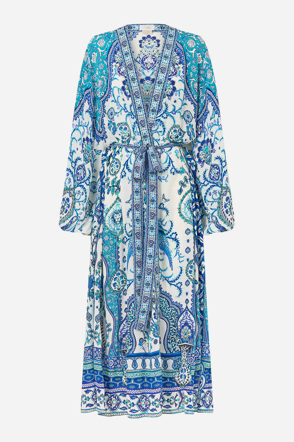 The CAMILLA blouson sleeve layer from our print Isnik lullaby, front product view