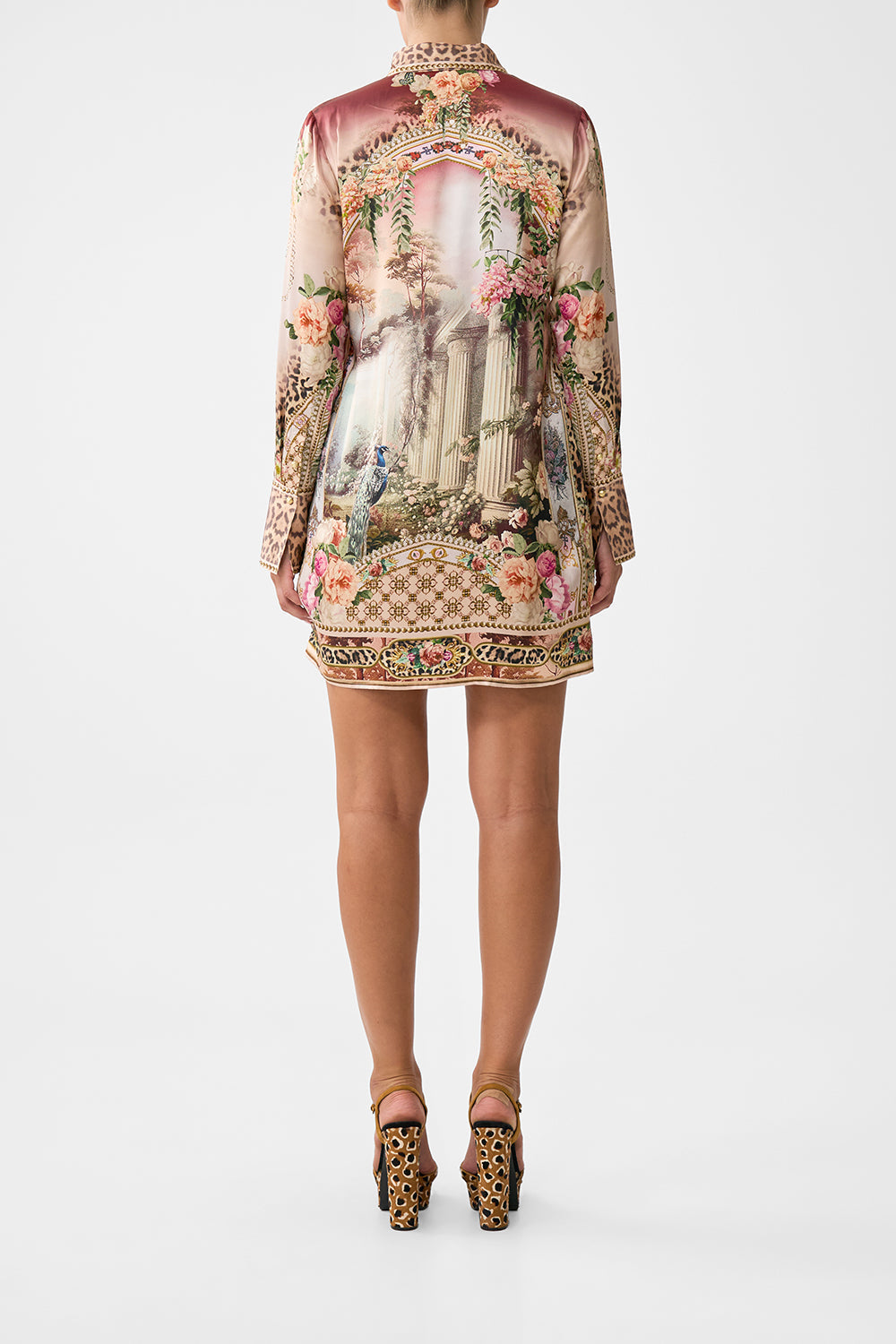The CAMILLA MINI SHIRT DRESS WATERCOLOUR WONDERLAND in our  print.