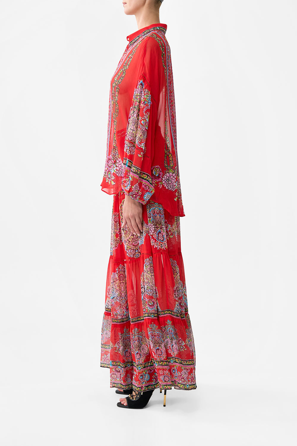 The CAMILLA BALLOON SLEEVE BLOUSE ARTISANS OF ANATOLIA in our  print.