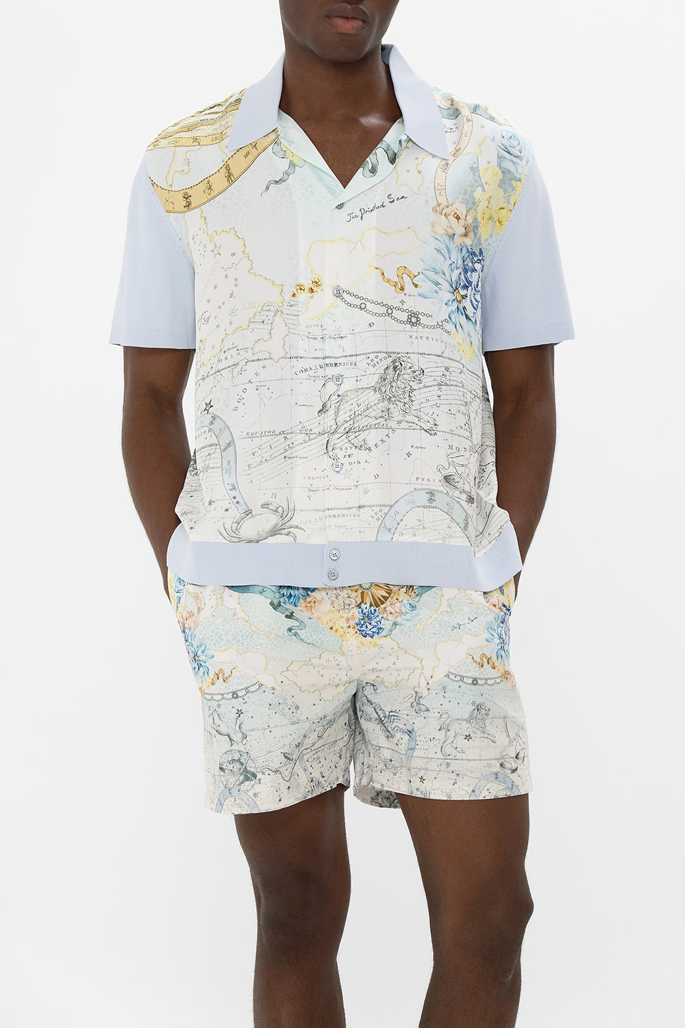 SHORT SLEEVE SILK SHIRT WITH KNIT SLEEVE MY LUCKY STARS