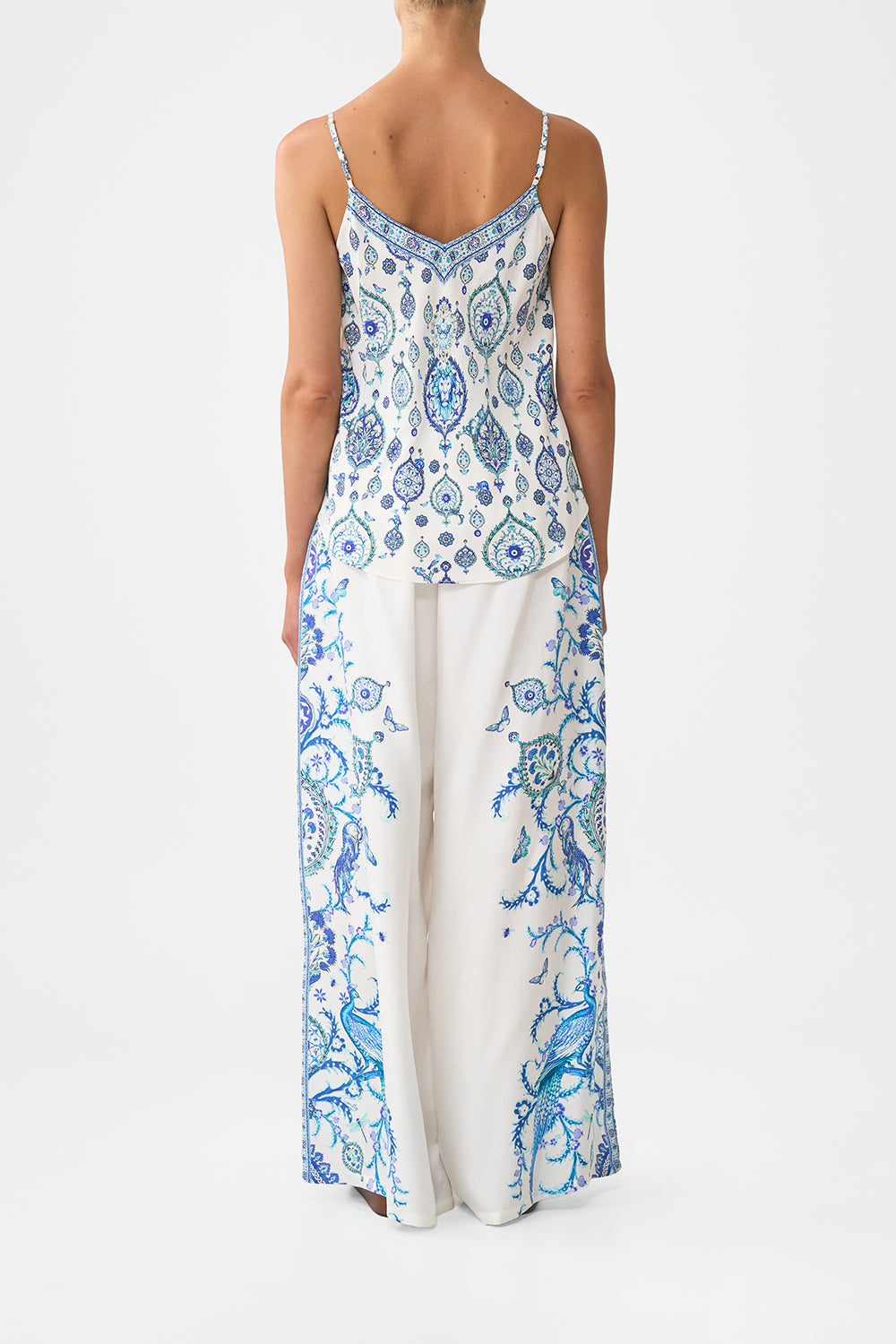 The CAMILLA V-NECK BIAS CAMI ISNIK LULLABY in our  print.