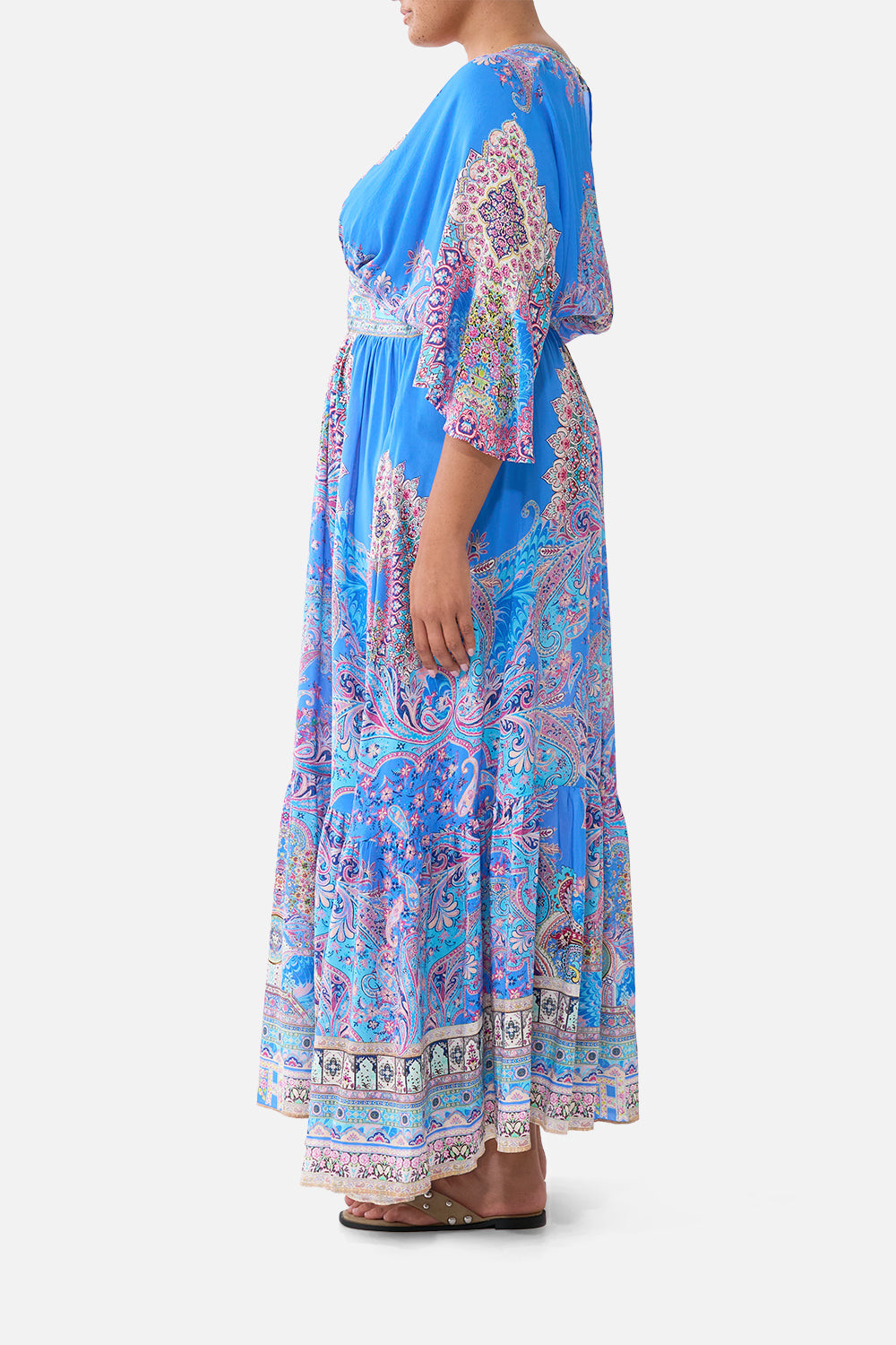 WAISTED DRESS WITH HEM RUFFLE FOOTSTEPS IN FOLKLORE