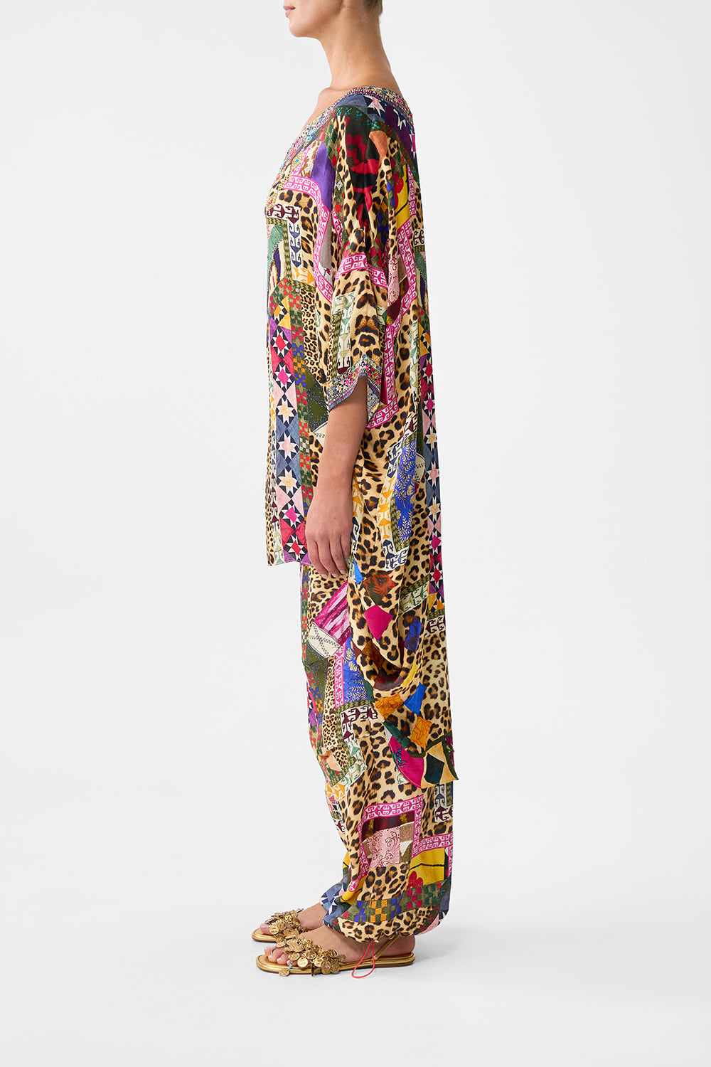 SCOOP BACK HEM DRESS EMBROIDERED EVER AFTER