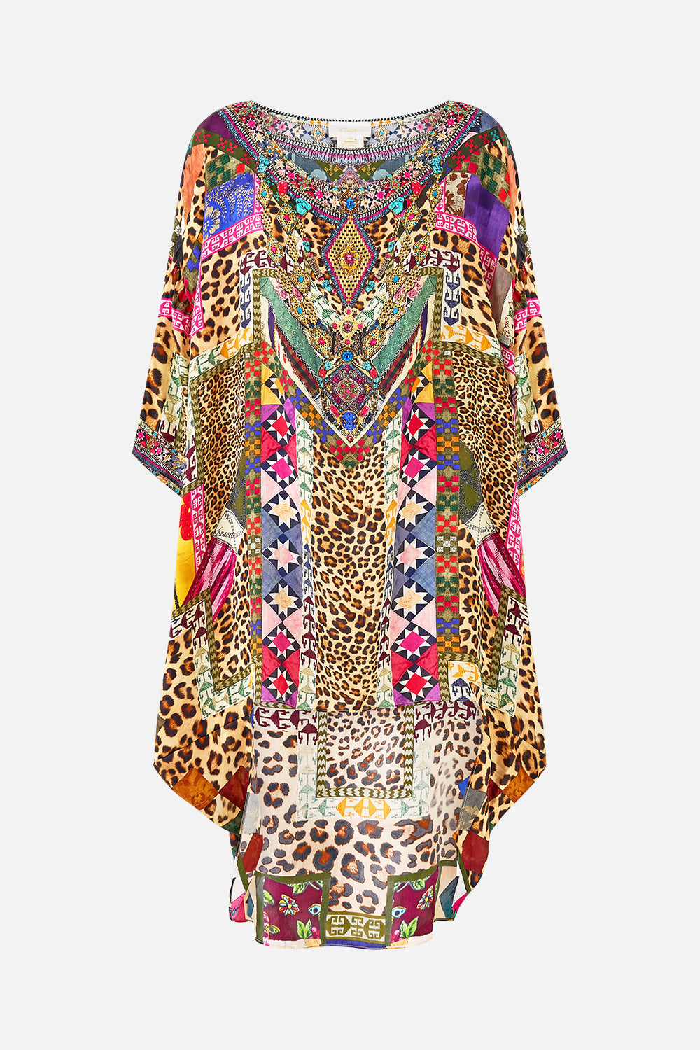 SCOOP BACK HEM DRESS EMBROIDERED EVER AFTER