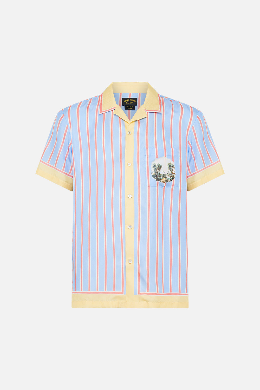 The CAMILLA short sleeve camp collared shirt from our print botanical ballads, front product view