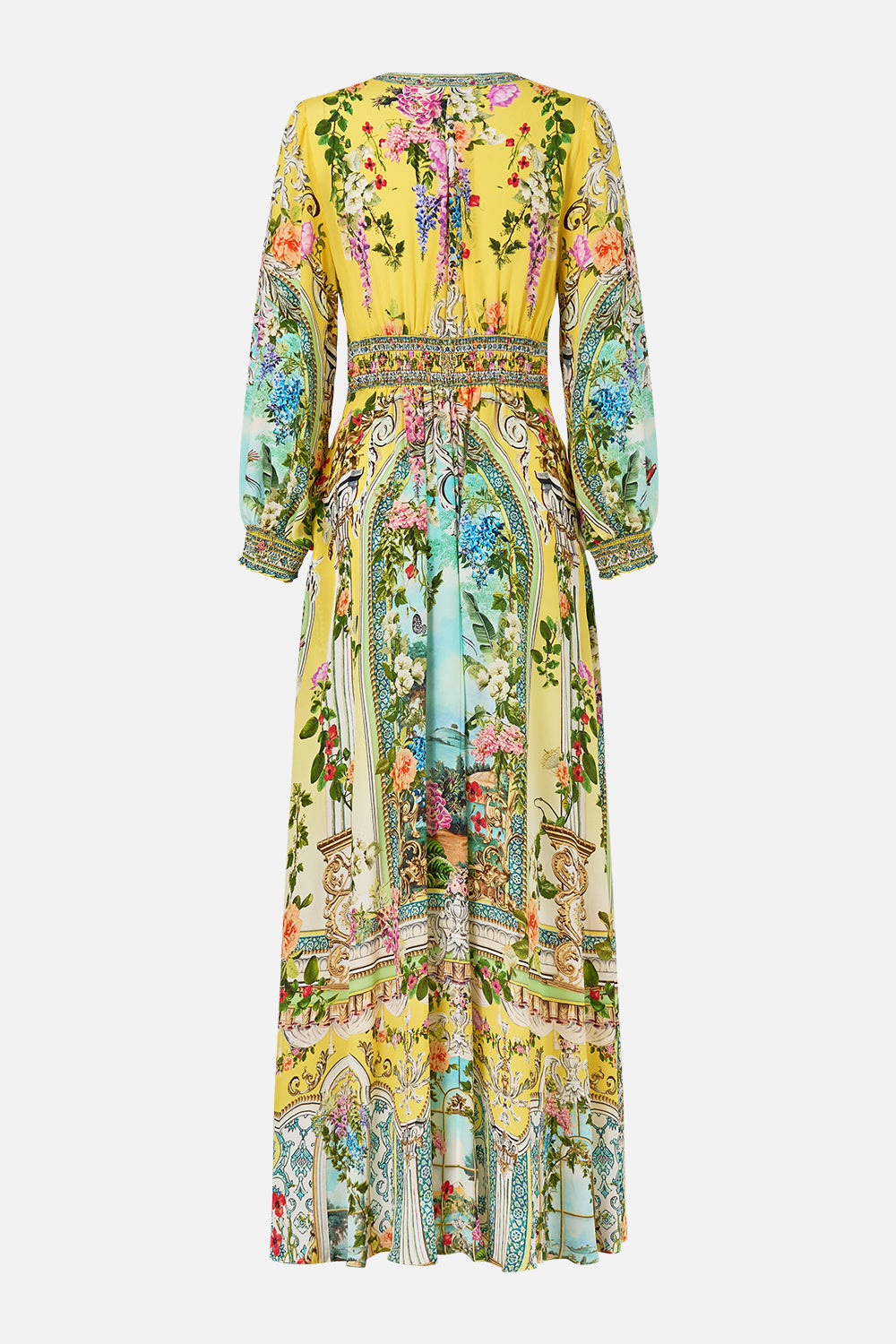 The CAMILLA BUTTON DRESS WITH SHAPED WAISTBAND TALES OF TOPKAPI PALACE in our  print.