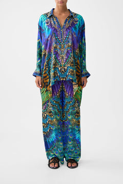 BUTTON UP TOP WITH DRAPED BACK COSMIC ZOOLOGY