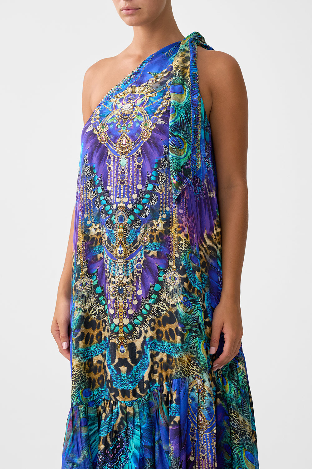 TIE ONE SHOULDER DRESS COSMIC ZOOLOGY