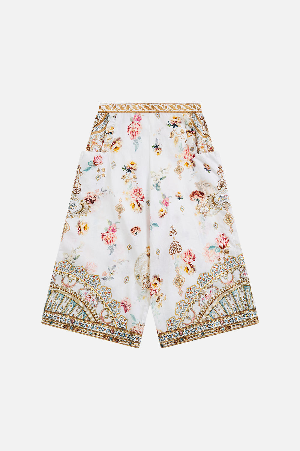 The CAMILLA KIDS FRILL POCKET WIDE LEG PANT OTTOMAN DYNASTY in our OTTOMAN DYNASTY print.