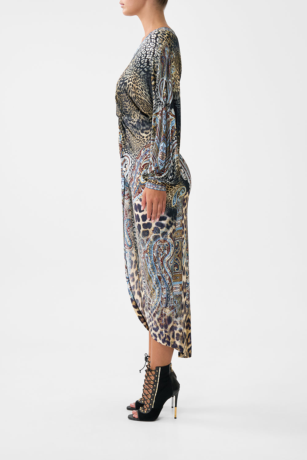 The CAMILLA TWIST FRONT DRESS ISTANBUL ANIMALIA in our  print.
