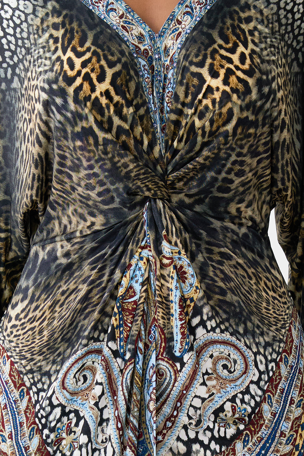 The CAMILLA TWIST FRONT DRESS ISTANBUL ANIMALIA in our  print.