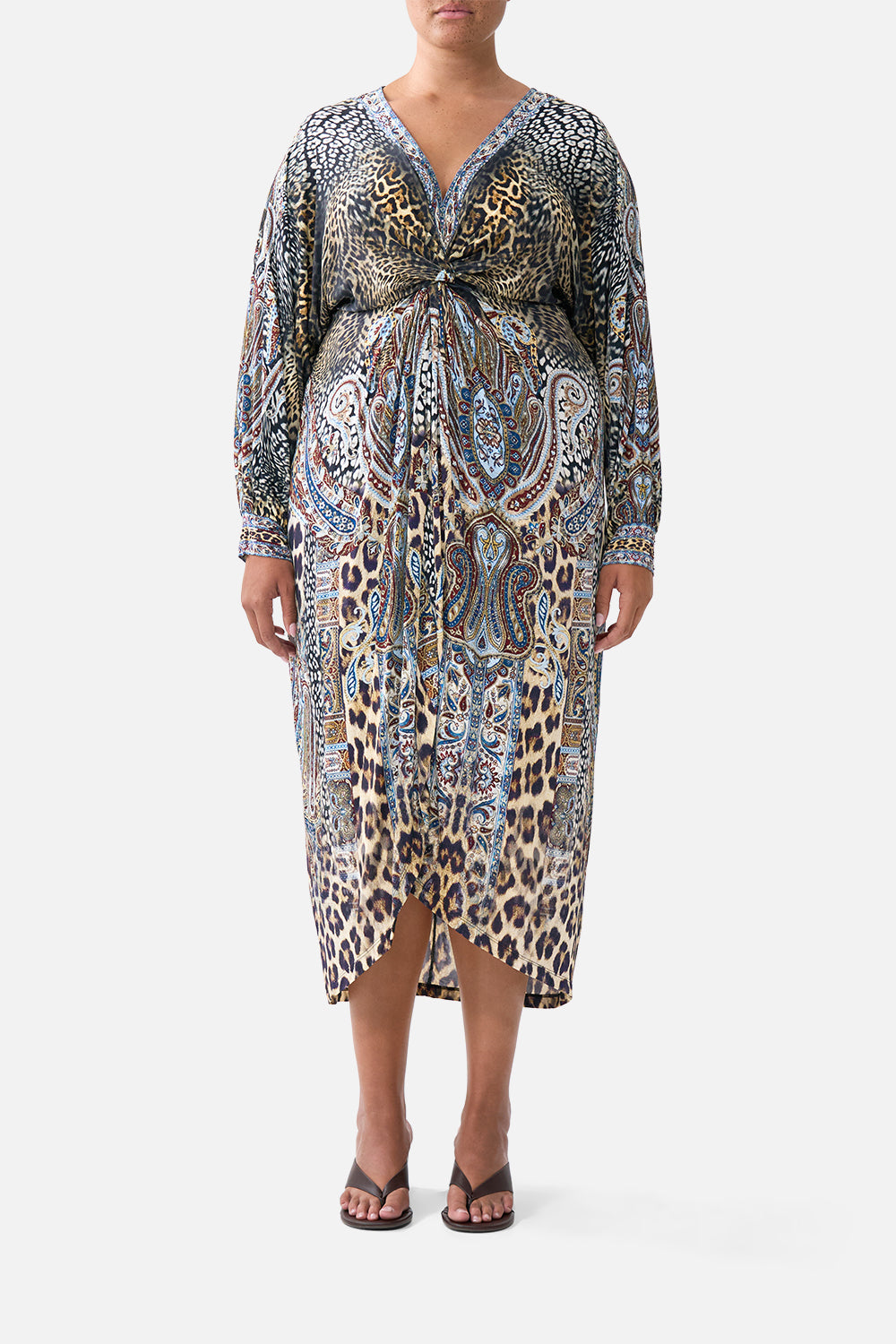 The CAMILLA TWIST FRONT DRESS ISTANBUL ANIMALIA in our  print.