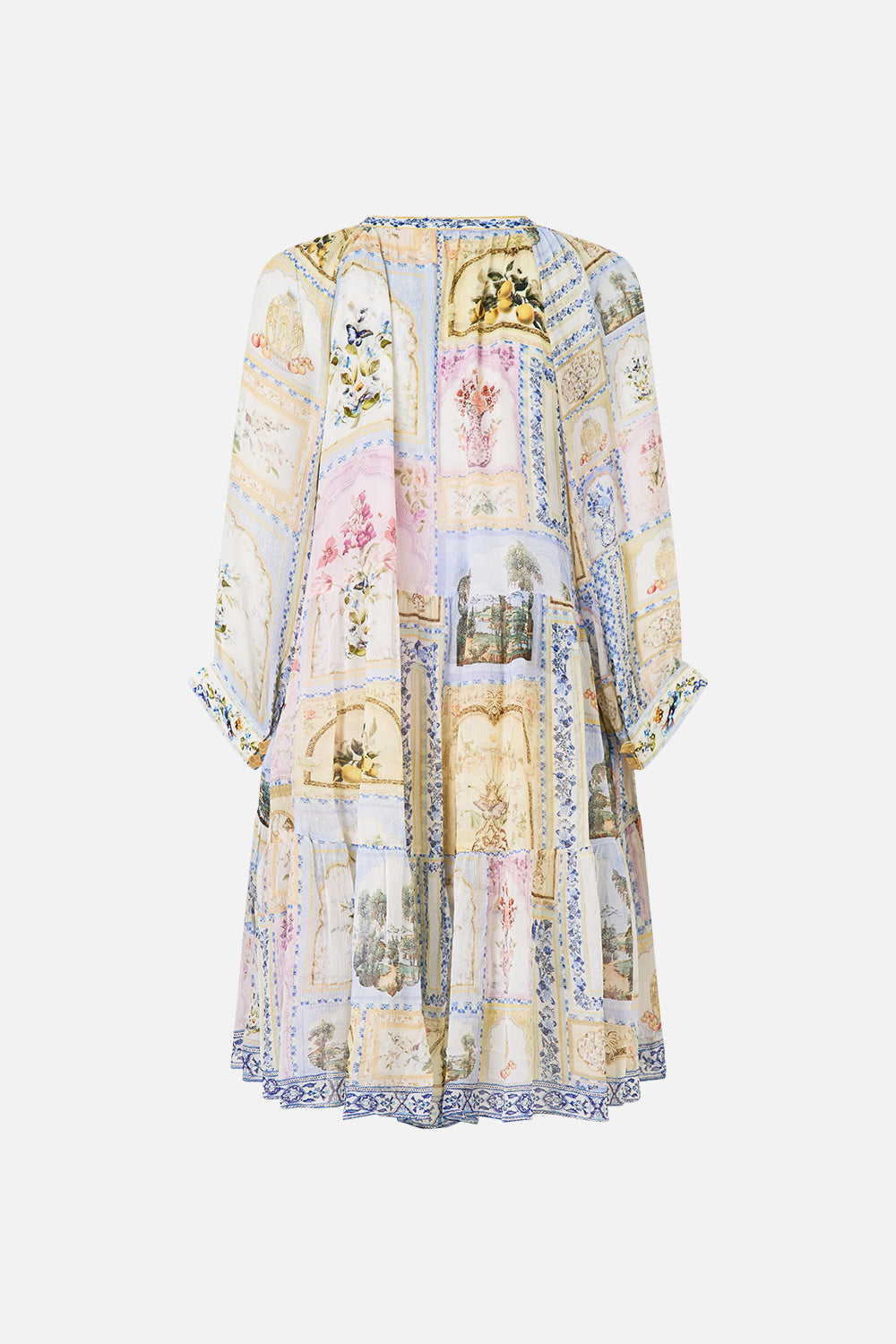 The CAMILLA short gathered panel dress from our print botanical ballads, back product view