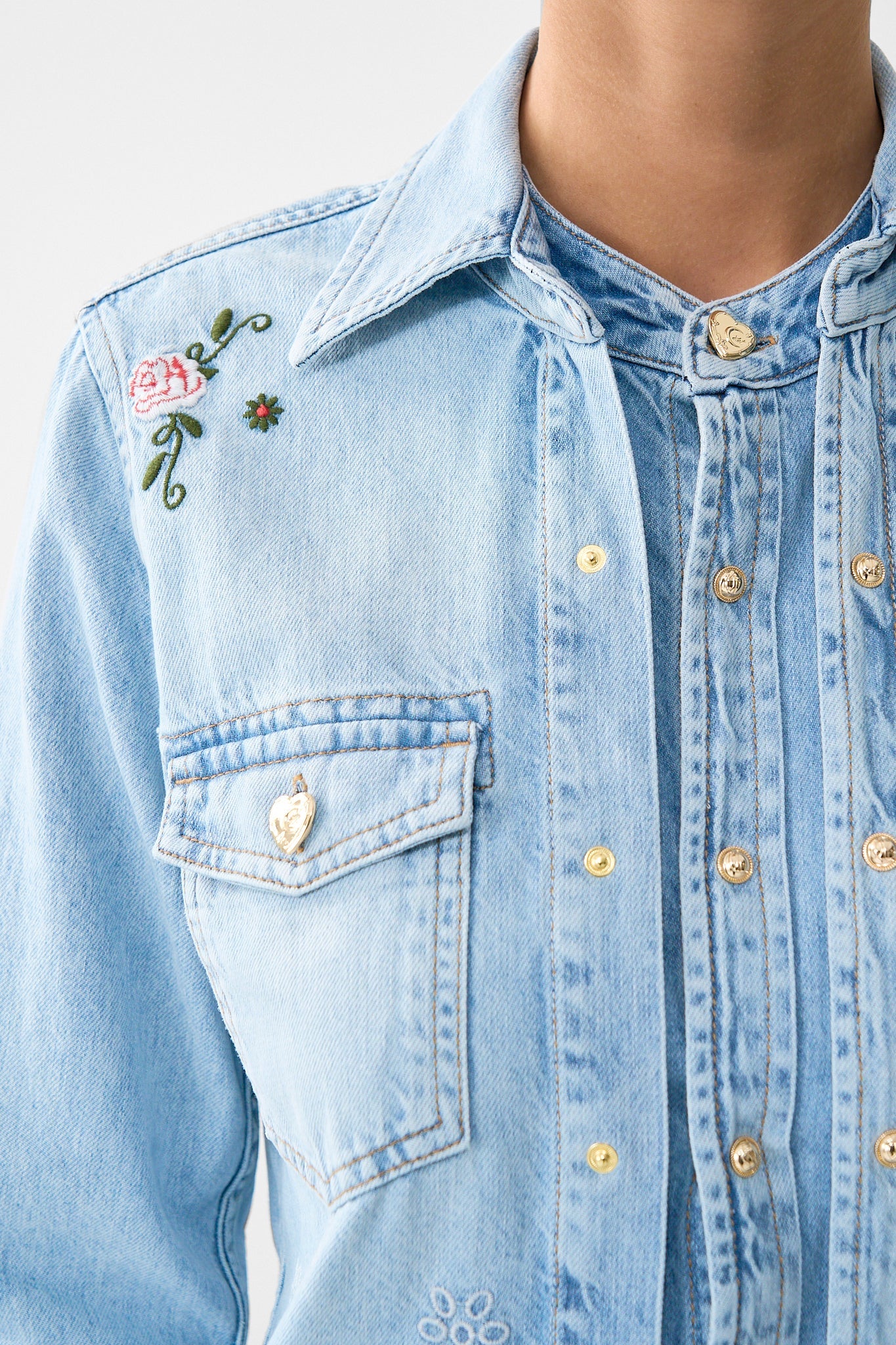 The CAMILLA SOPHY KITSCH STITCH RELAXED SHIRT DENIM in our  print.