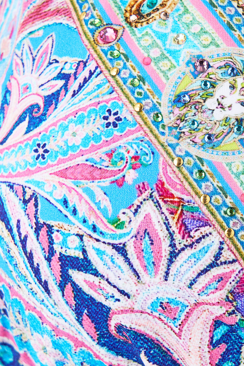 The CAMILLA multi strap tie tri bikini set w ring trims from our print footsteps in folklore
