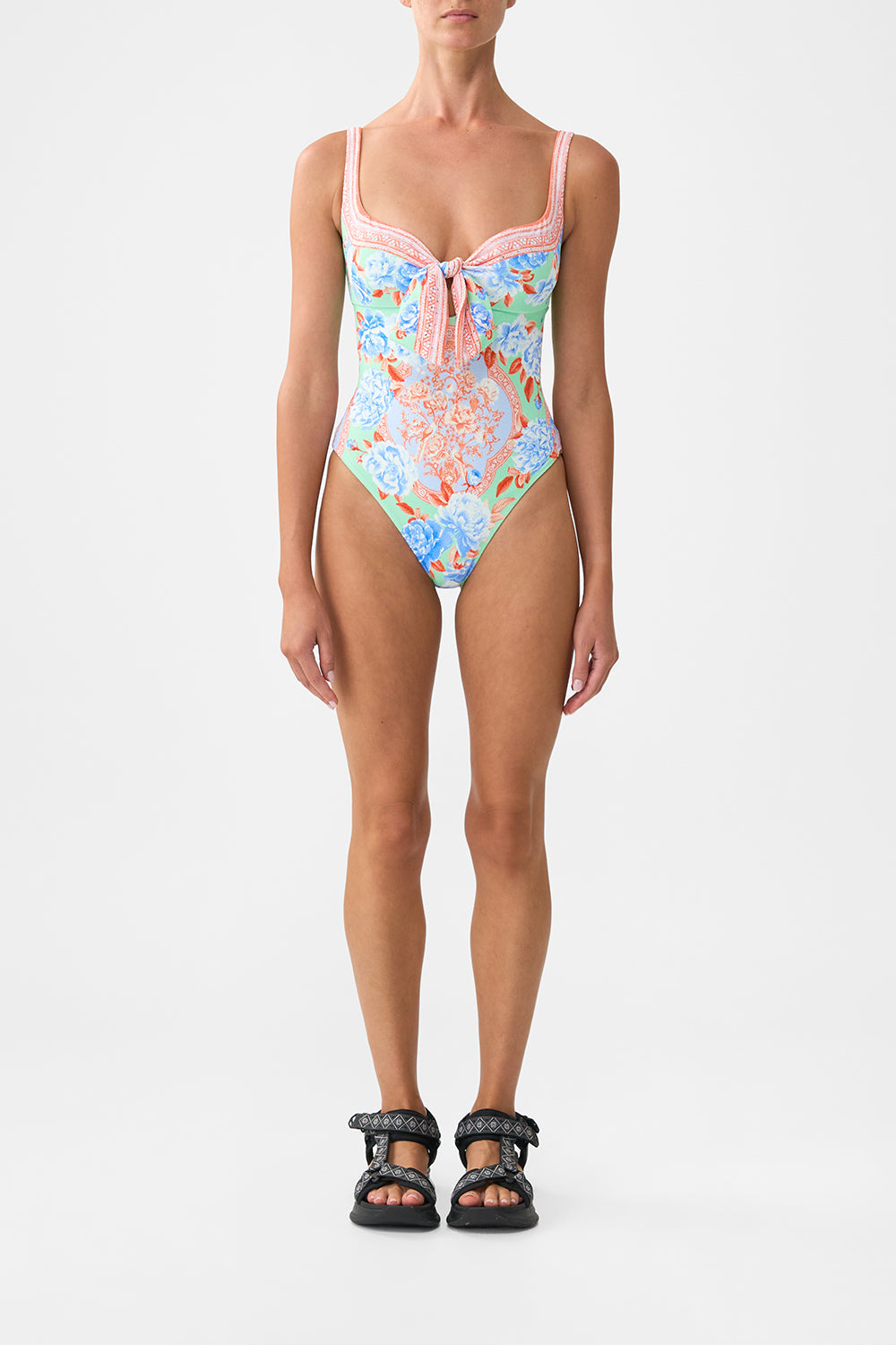 SWEETHEART NECK ONE PIECE WITH TIE FRONT TOPKAPI POP