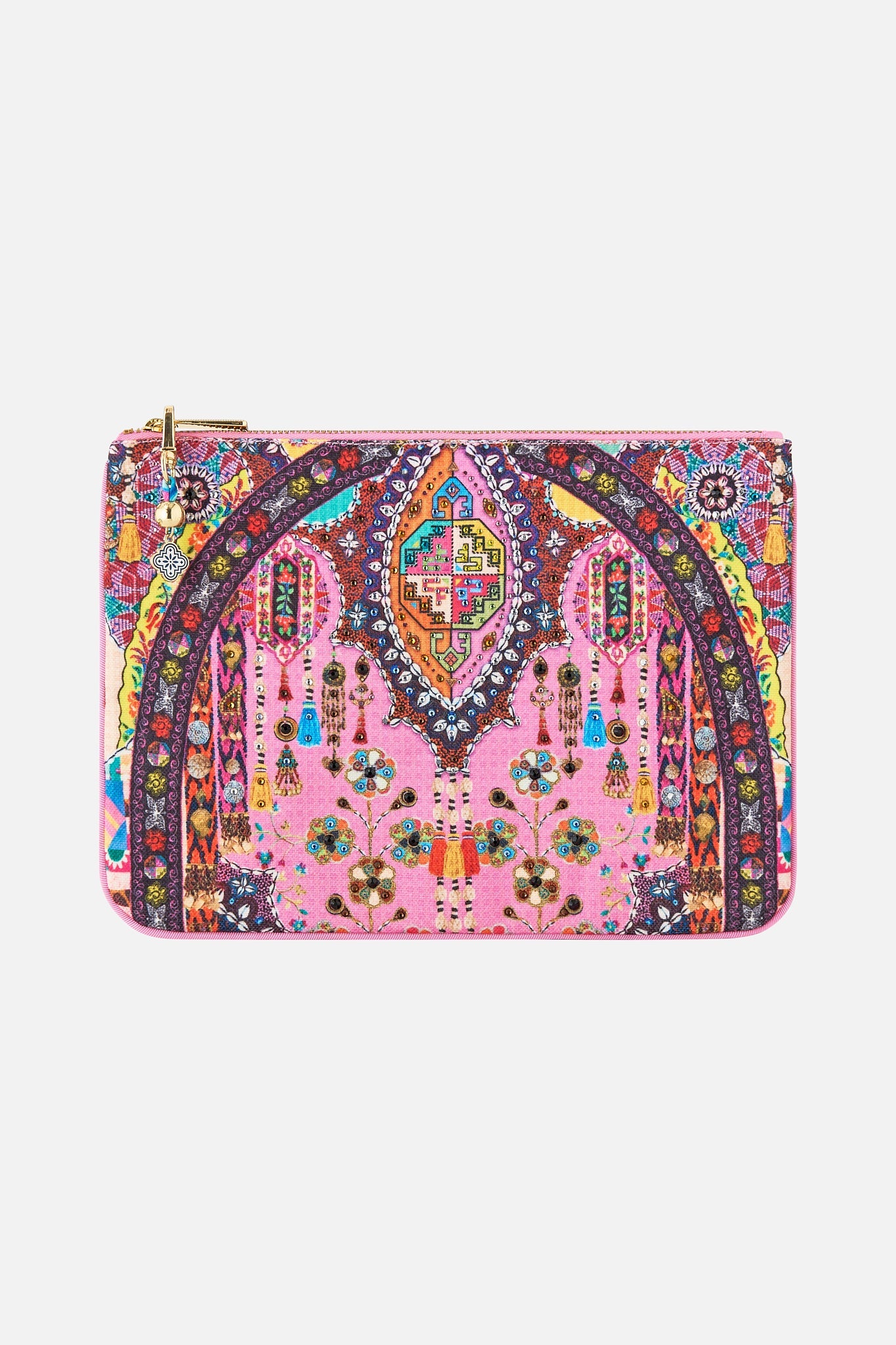 The CAMILLA SMALL CANVAS CLUTCH PATCHWORK PANORAMA in our PATCHWORK PANORAMA print.