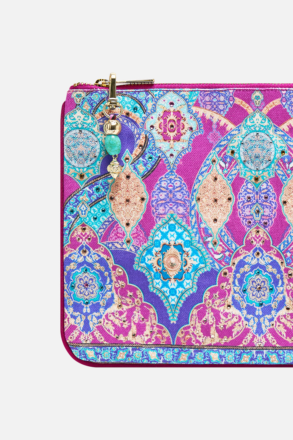 The CAMILLA SMALL CANVAS CLUTCH CONCUBINES, SULTANS & COURTIERS in our  print.
