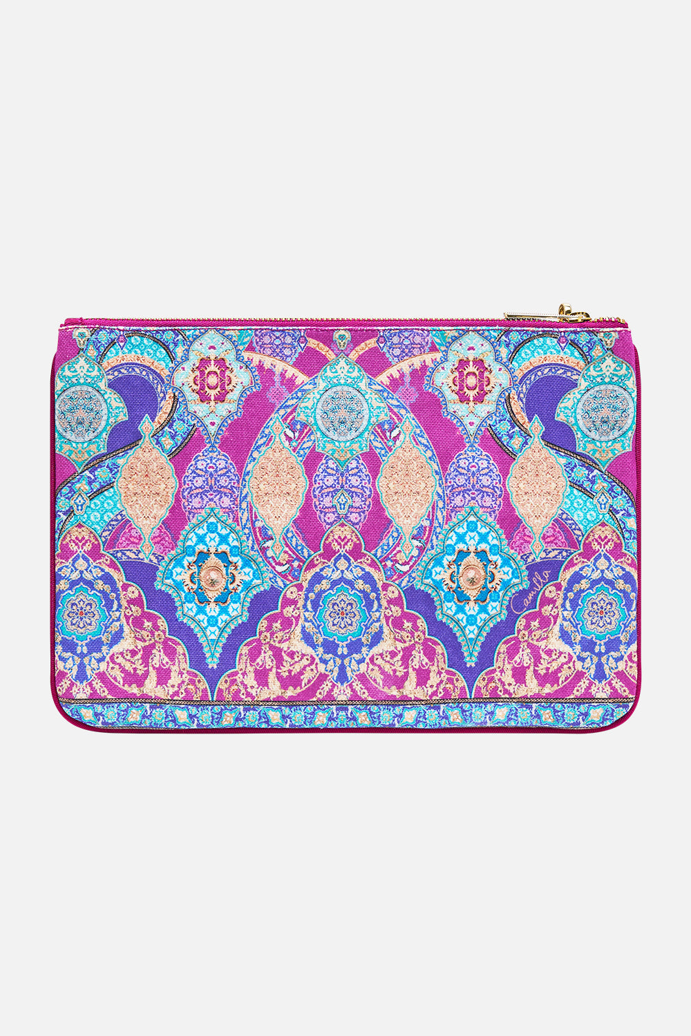 The CAMILLA SMALL CANVAS CLUTCH CONCUBINES, SULTANS & COURTIERS in our  print.