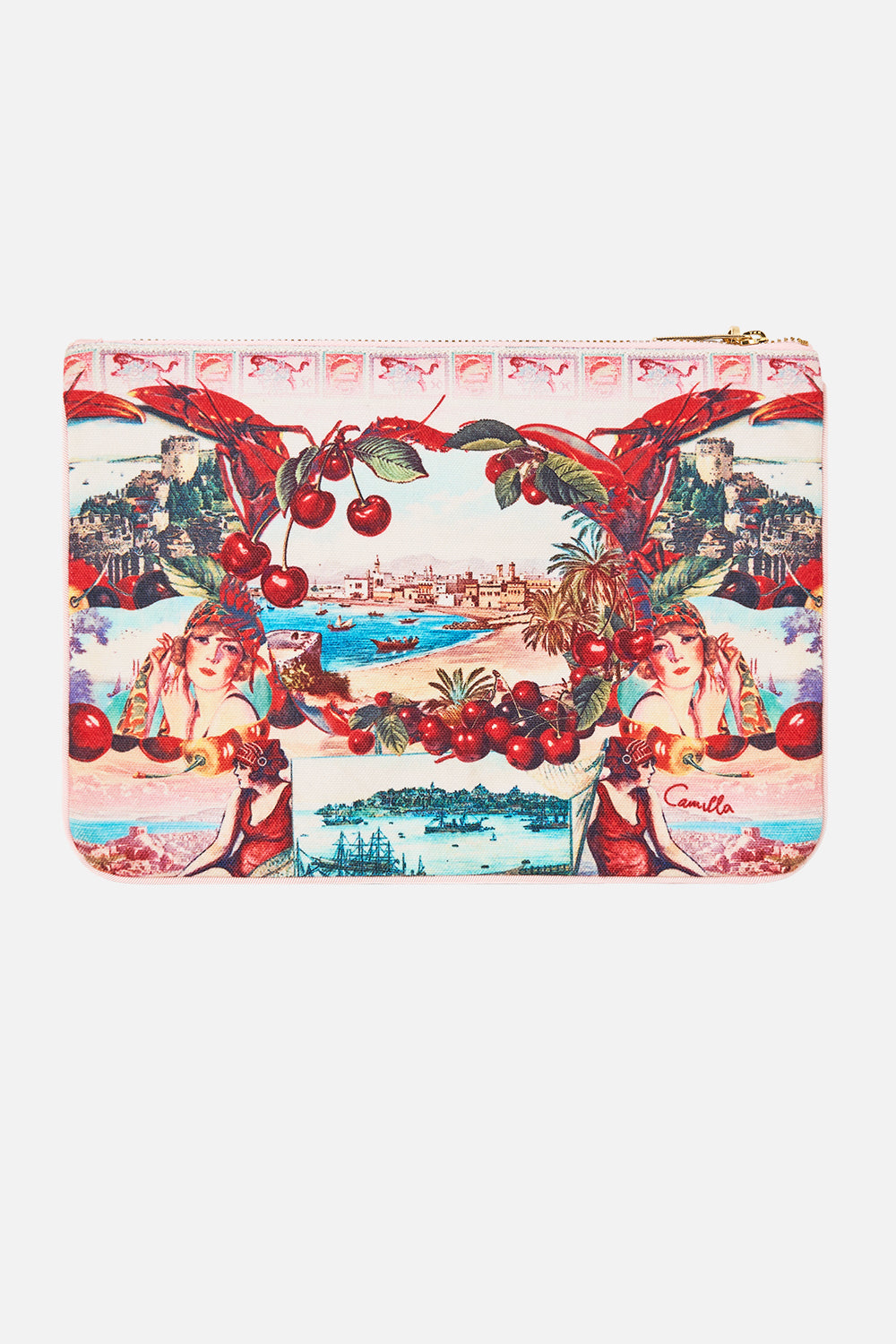 The CAMILLA small canvas clutch from our print notes from the road