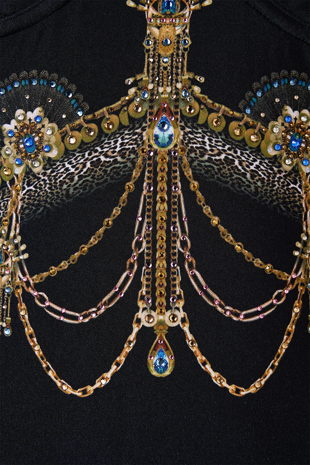 The CAMILLA high neck halter underwire one piece with chain from our print song of the solstice