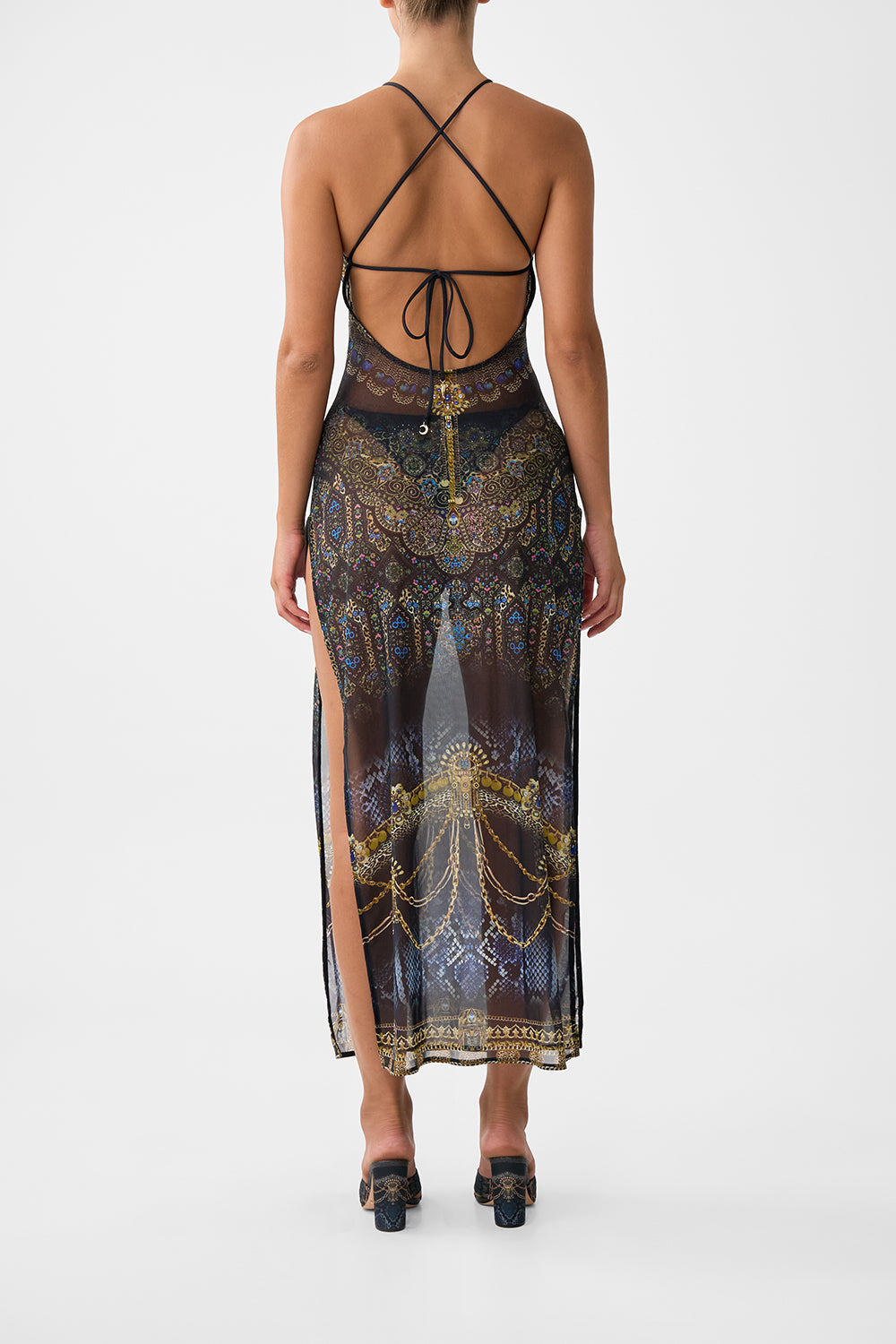 The CAMILLA high neck beach maxi dress with tie back from our print song of the solstice