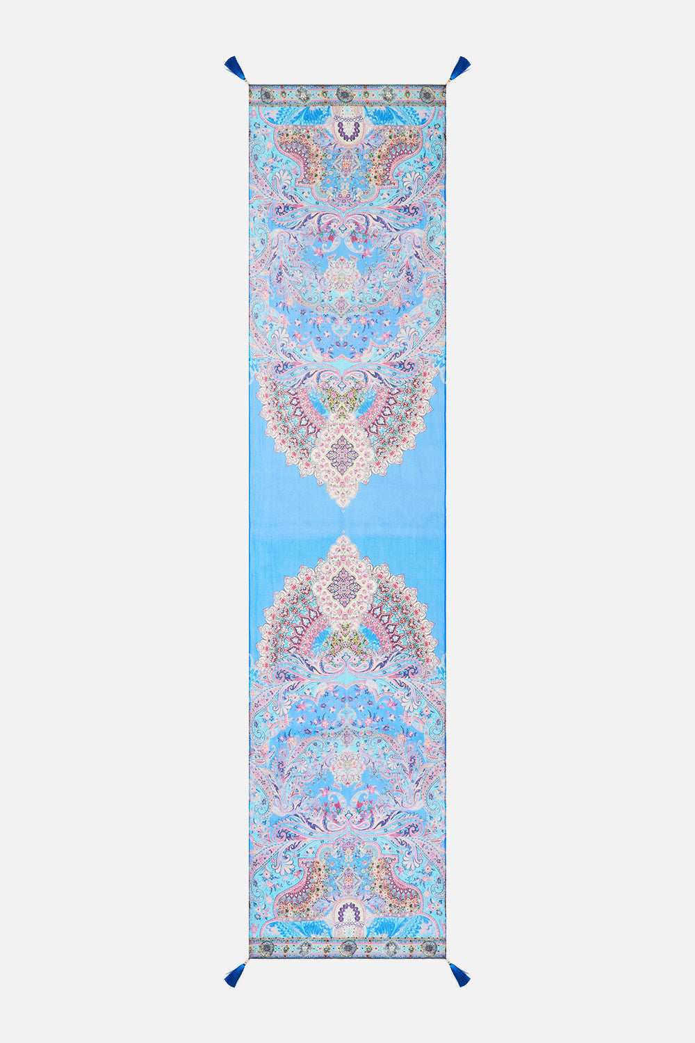 The CAMILLA LONG SILK CRINKLE CHIFFON SCARF FOOTSTEPS IN FOLKLORE in our  print.